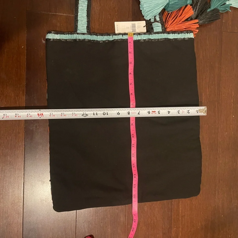 NWT ANTHROPOLOGIE Colorful Geometric Tote Bag with raffia embellishments
